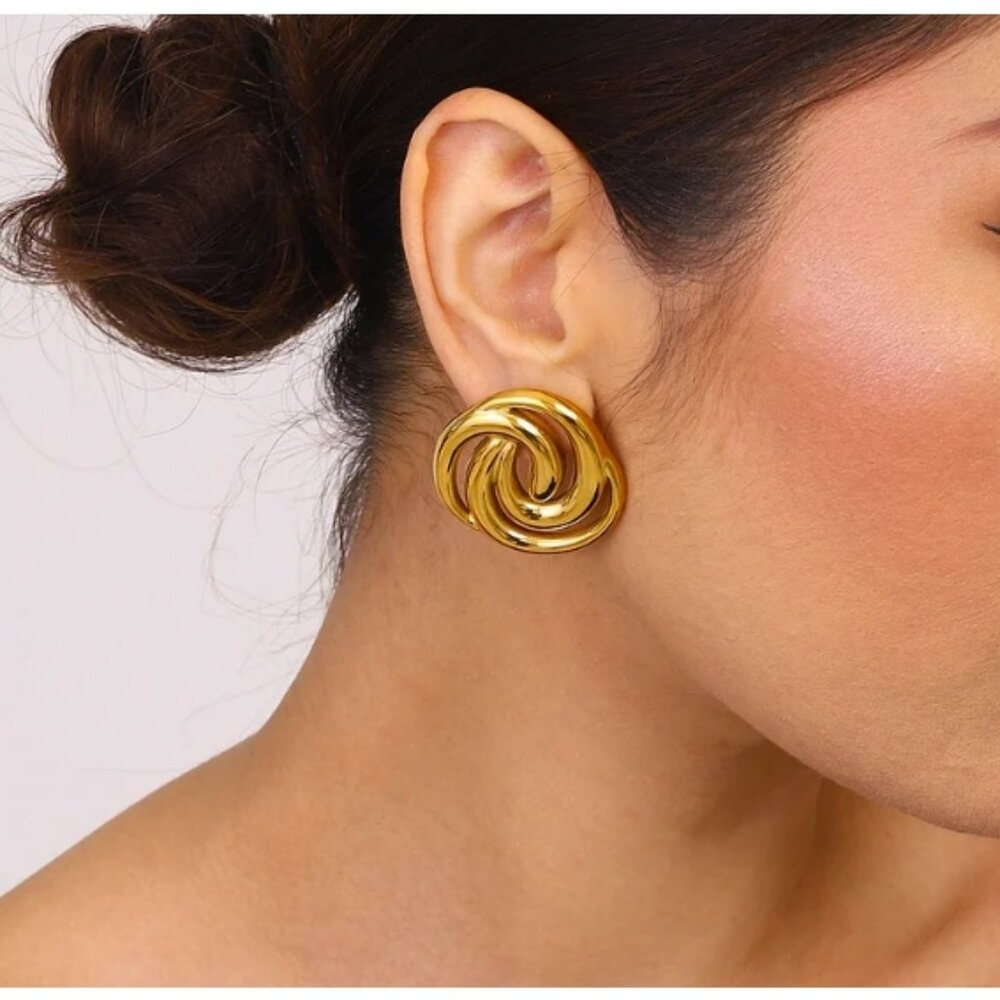 #317 Round Gold Stainless Steel Earrings